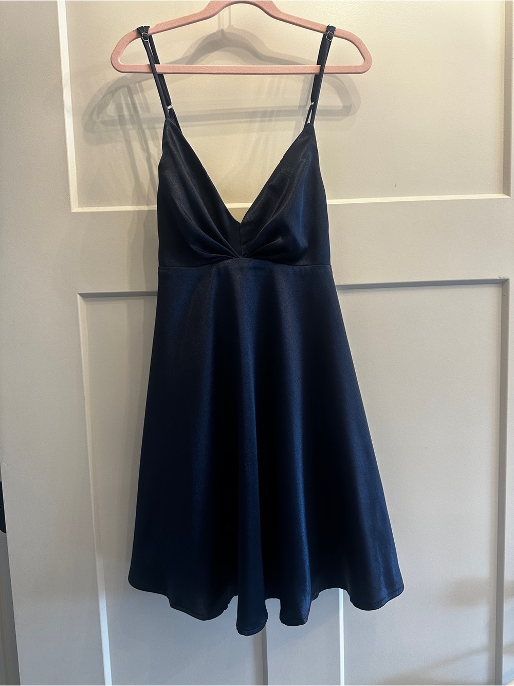 Lulu's Navy Satin V-Neck Slip Dress